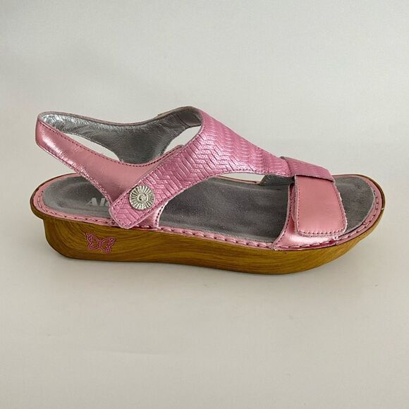 Alegria PG Lite Ken-844 Metallic Pink T-strap Sandals Comfortable Adjustable - Picture 2 of 13